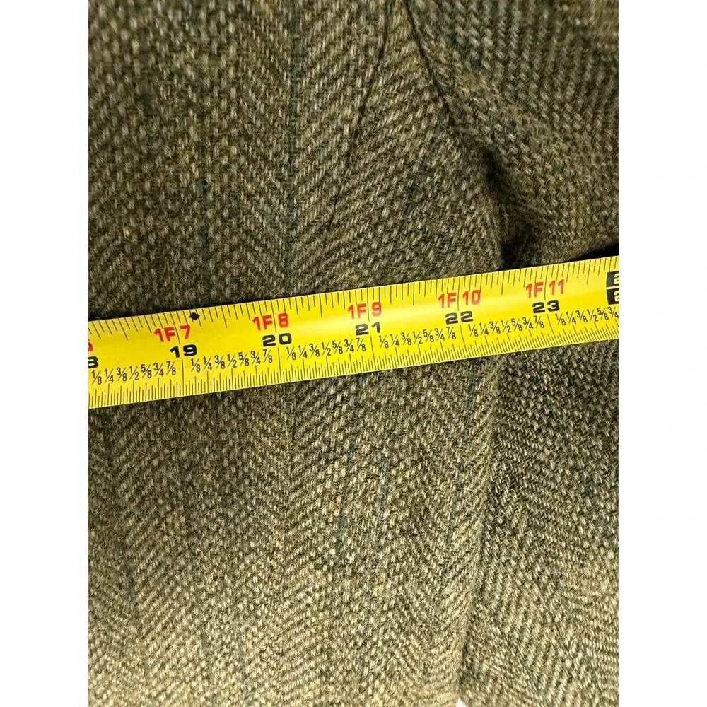 Vintage 60s Botany Future Executive Green Herringbone Wool Tweed Blazer 42R